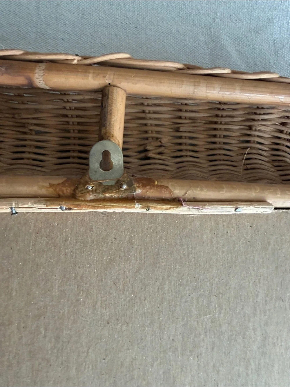 Vintage Rectangular Wicker Rattan Wall Mirror Honey Color